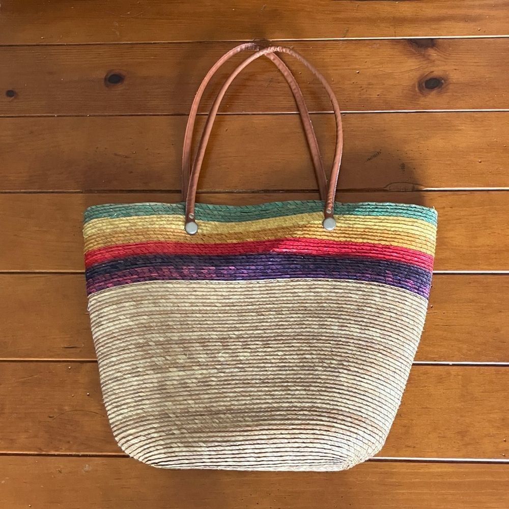 Colorful Straw Tote Bag